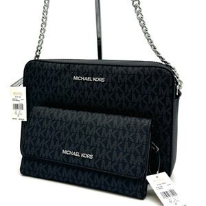 Michael Kors Large Jet Set Item EW Crossbody Bag & Large Trifold Wallet Black